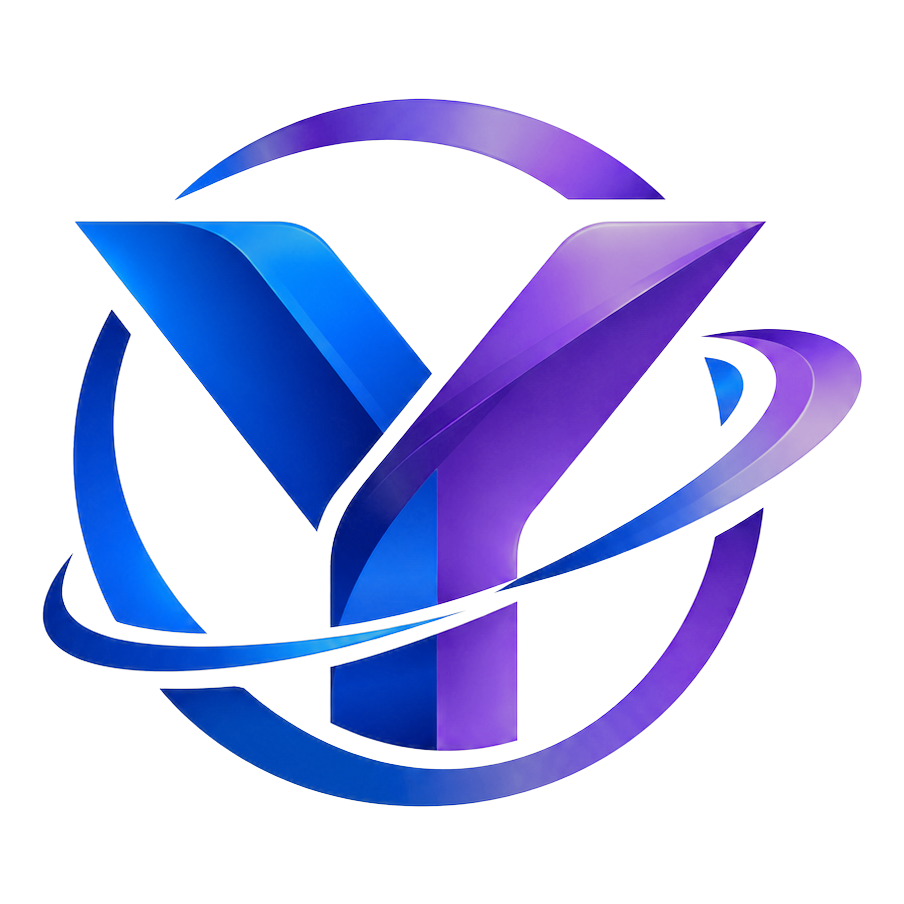 YEMOROX blue and purple emblem